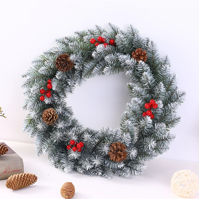 

2Pcs Christmas Wreaths With Pine Cone Red Berries Indoor Outdoor Xmas Wreath Party Wreath Home Front Door Wall Window Decoration