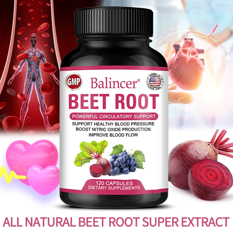 

Organic Beetroot Extract - Nitric Oxide Booster, Supports Energy Metabolism, Blood Flow Non-GMO and Gluten-Free