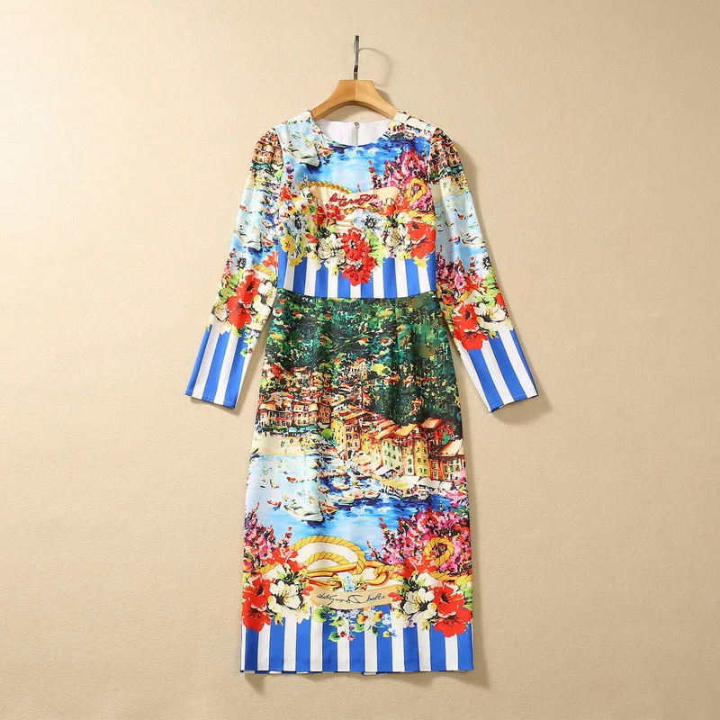 European and American women's dress 2023 summer new style Round neck beads Long sleeve striped landscape print Fashion dress XXL
European and American women's dress 2023 summer new style Round neck beads Long sleeve striped landscape print Fashion dress XXL
