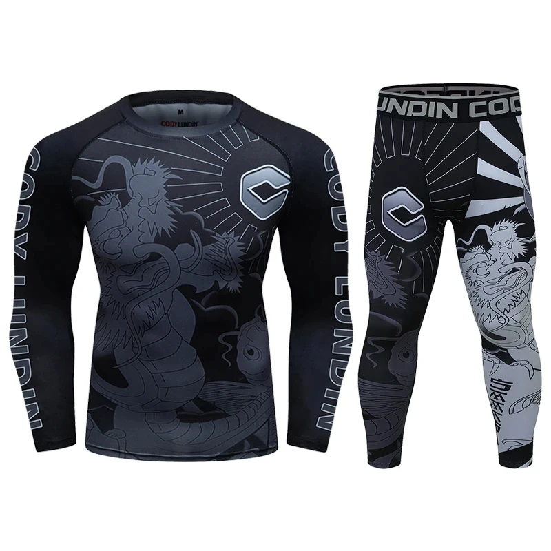 

Cody Lundin мужские дизайнерские компрессионные комплекты Rashguard с длинным рукавом цифровой принт боксерский спортивный комплект Bjj Спортивная одежда для мужчин