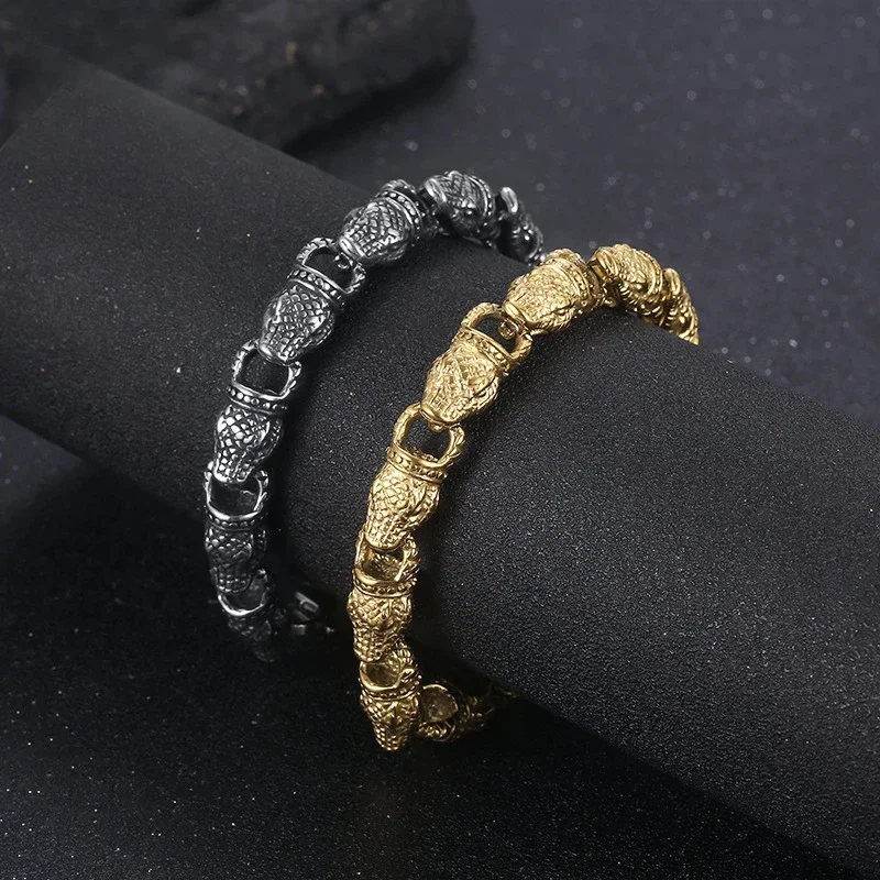 CHUANGCHENG Japanese and Korean Fashion Punk Vintage Creative Cast Bite 10mm Snake Head Stainless Steel Men's Bracelet Chain
CHUANGCHENG Japanese and Korean Fashion Punk Vintage Creative Cast Bite 10mm Snake Head Stainless Steel Men's Bracelet Chain