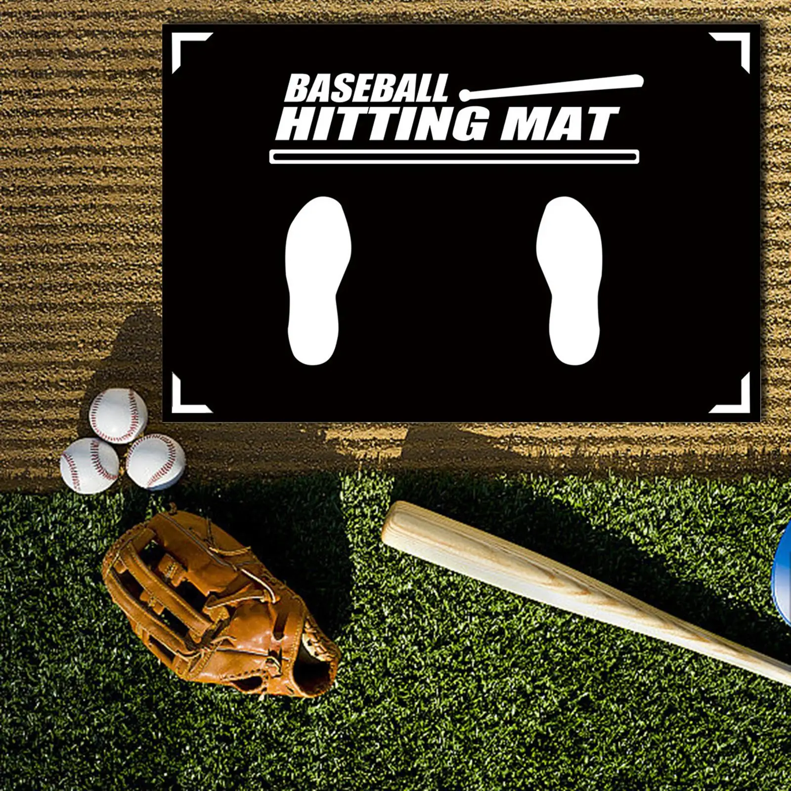 

Baseball Hitting Mat Supplies Place Aid with Toes Batter Stance Training Mat for Green Batting T Ball Softball Pitching Baseball