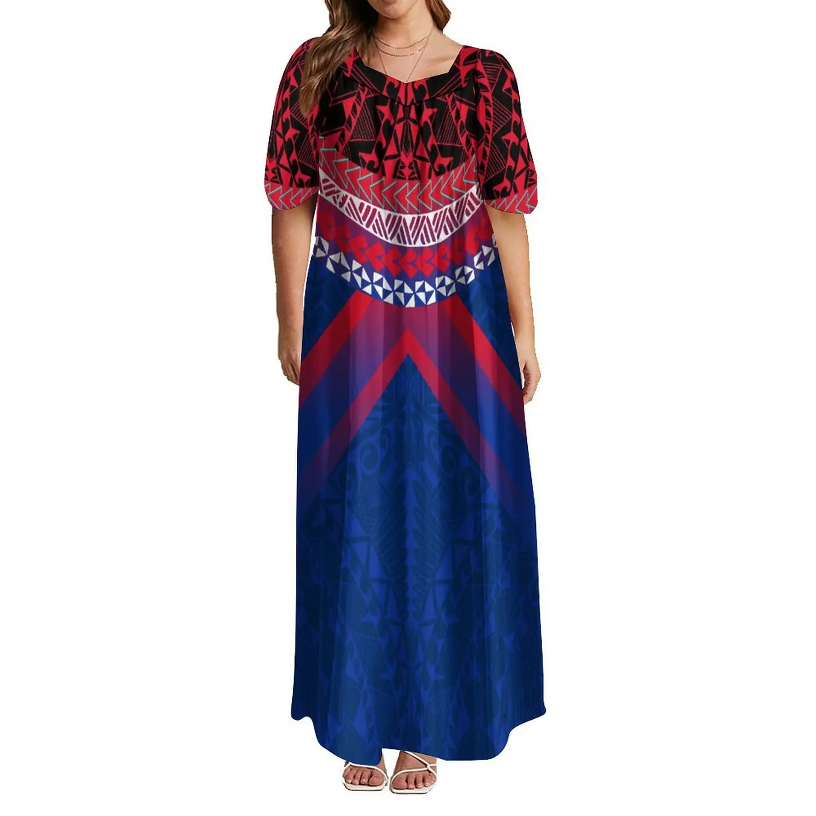 

Latest Design Custom Women'S Dress Polynesian Tribe Designed An Elegant Large Size 6xl Pacific Island Dress