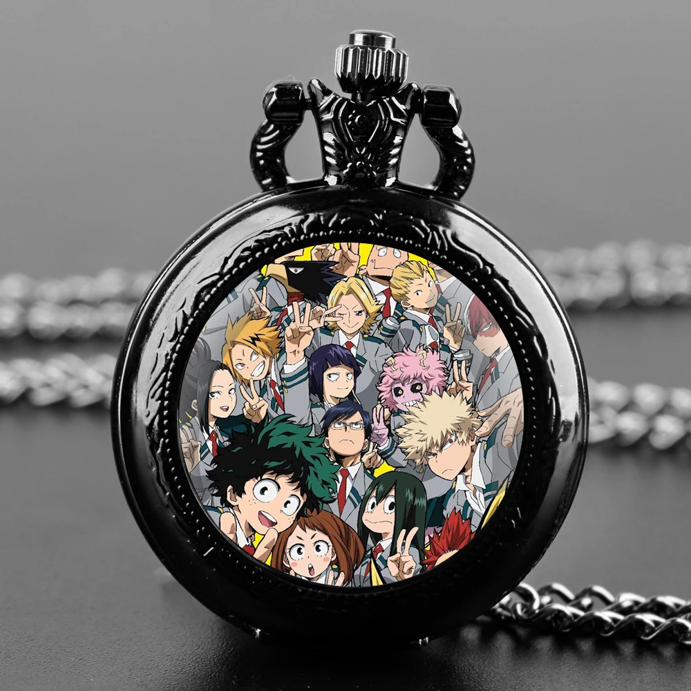 Black Vintage Classic My Hero Academia Design Quartz Pocket Watch Men Gift with Necklace Chain Best Gift Clock Male Relogio
Black Vintage Classic My Hero Academia Design Quartz Pocket Watch Men Gift with Necklace Chain Best Gift Clock Male Relogio