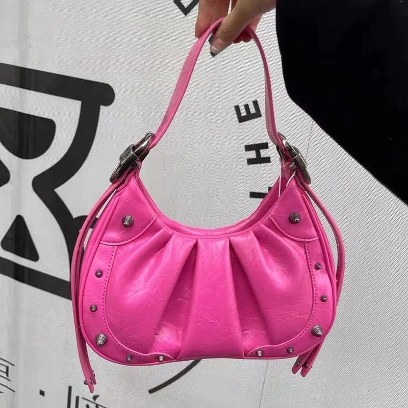 Moto & Biker Shoulder Bags For Women Luxury Designer Handbags Purses 2023 New In PU Wax Leather Ruffles Rivet Small Underarm Bag
Moto & Biker Shoulder Bags For Women Luxury Designer Handbags Purses 2023 New In PU Wax Leather Ruffles Rivet Small Underarm Bag