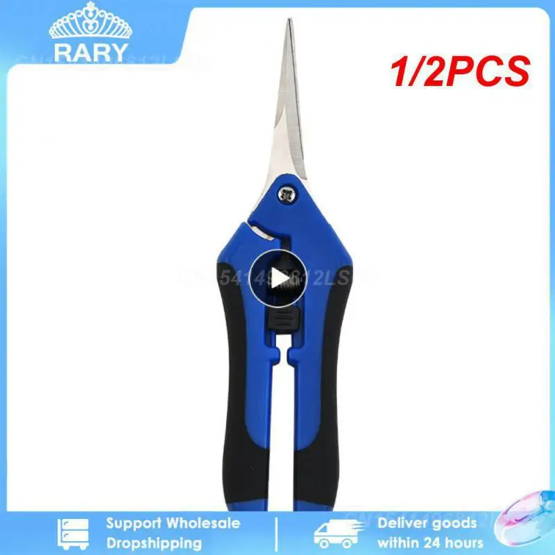 

1/2PCS Garden Pruning Shears Stainless Steel Plants Fruit Grape Picking Scissors Horticulture Leaf Trimmer Straight Elbow