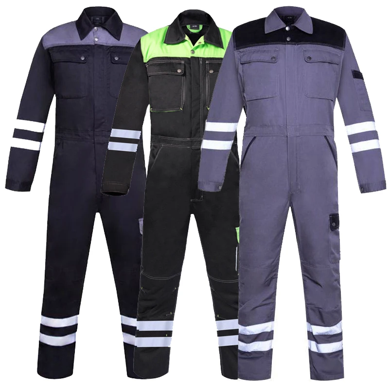 

Two Tone Workwear Clothing for Men Reflective Coveralls Jumpsuits Welding Car Repair Dirt-Resistant Construction Coveralls