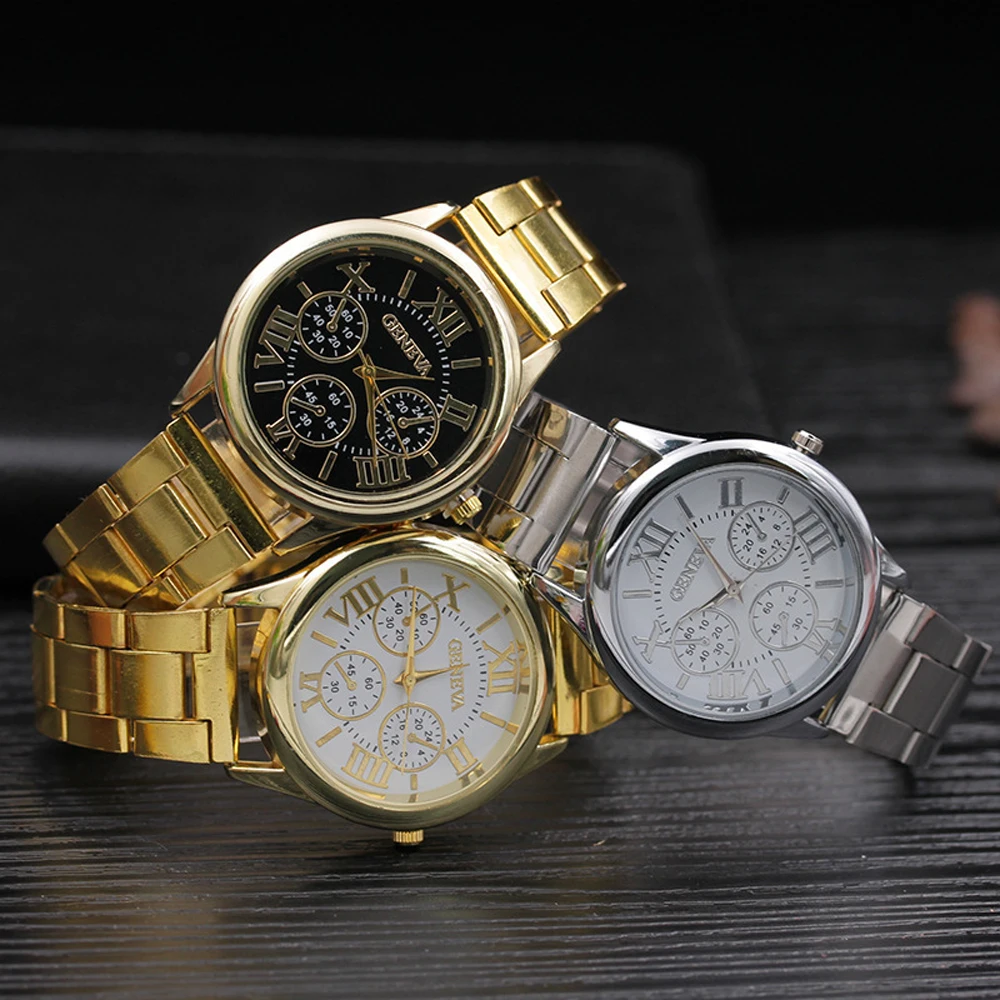 

2022 New Brand 3 Eyes Gold Geneva Casual Quartz Watch Women Stainless Steel Dress Watches Relogio Feminino Ladies Clock Hot Sale