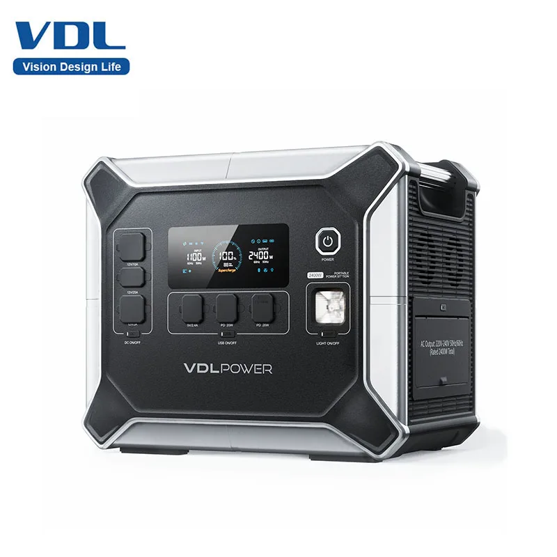 

VDL 2400W Portable Power Station 2048Wh LiFePO4 Battery, 2H Fast Charging, 6x AC Outlets(4800 Peak) for Outdoor Camping and RVs