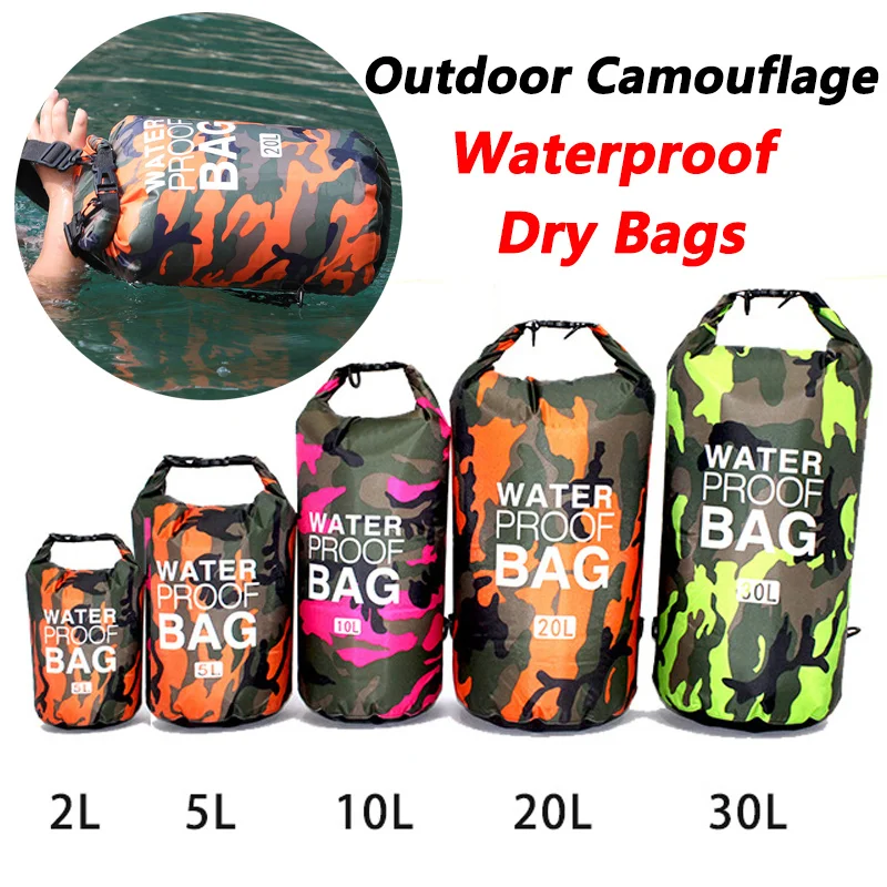 

2L 5L 10L 15L 20L 30L Outdoor Dry Waterproof Bag PVC Portable Rafting Diving Dry Bags Sack Swimming Bags for River Trekking