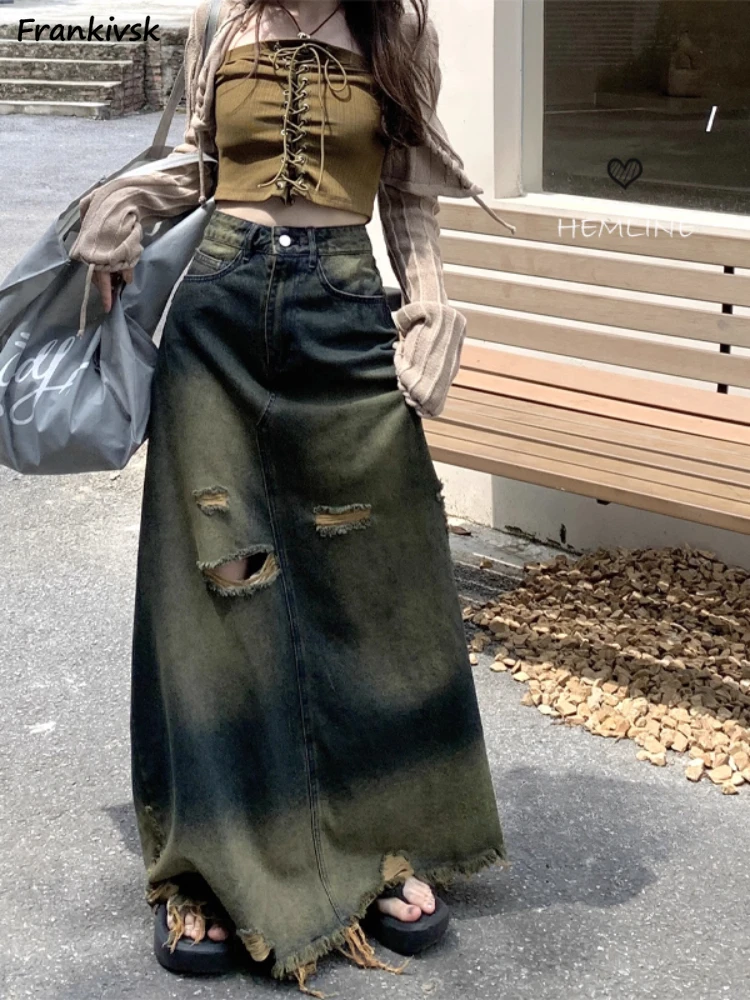 Skirts Women Raw Edge Hole Autumn Popular High Waist All-match American Style Slouchy Hipster Denim Street Fashion College
Skirts Women Raw Edge Hole Autumn Popular High Waist All-match American Style Slouchy Hipster Denim Street Fashion College