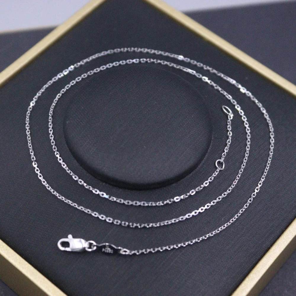 

Real Pure Platinum 950 Chain Women Lucky Thin 1mm Square O Link Necklace 3.2-3.4g/45cm