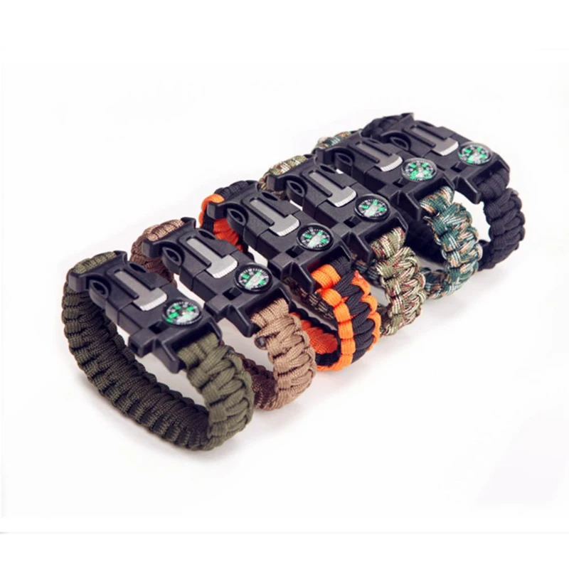 

Multi-function Military Emergency Survival Paracord 4mm Bracelet Outdoor Scraper Whistle Buckle Paracord Tools 550 Paracord