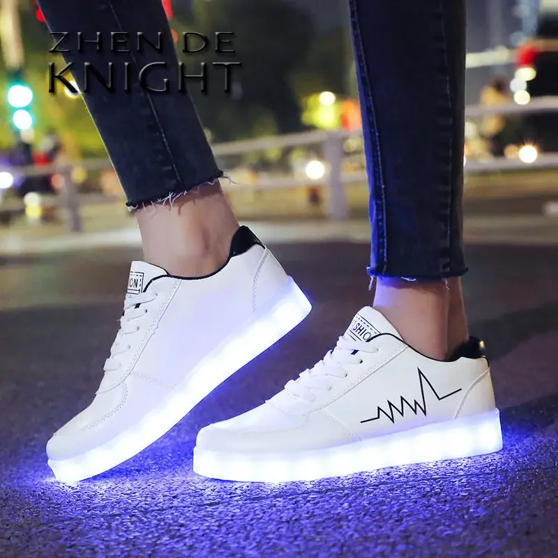 

Size 30-41 Glowing Sneakers for Children Boys Girls Luminous Shoes with Light Up Sole Kids Lighted Led Slippers with USB Charged