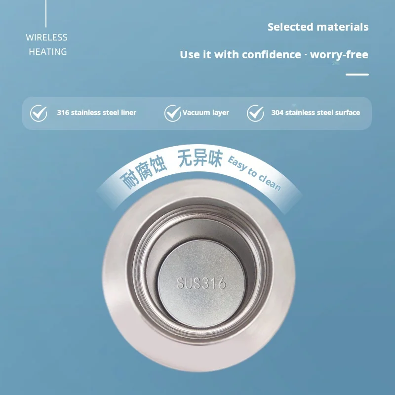 Bouilloire électrique portable sans fil, tasse chauffante, batterie aste, bouilloire d'isolation, bouteille de lait, tasse à eau pour bébé, 500ml, 9000mAh 5