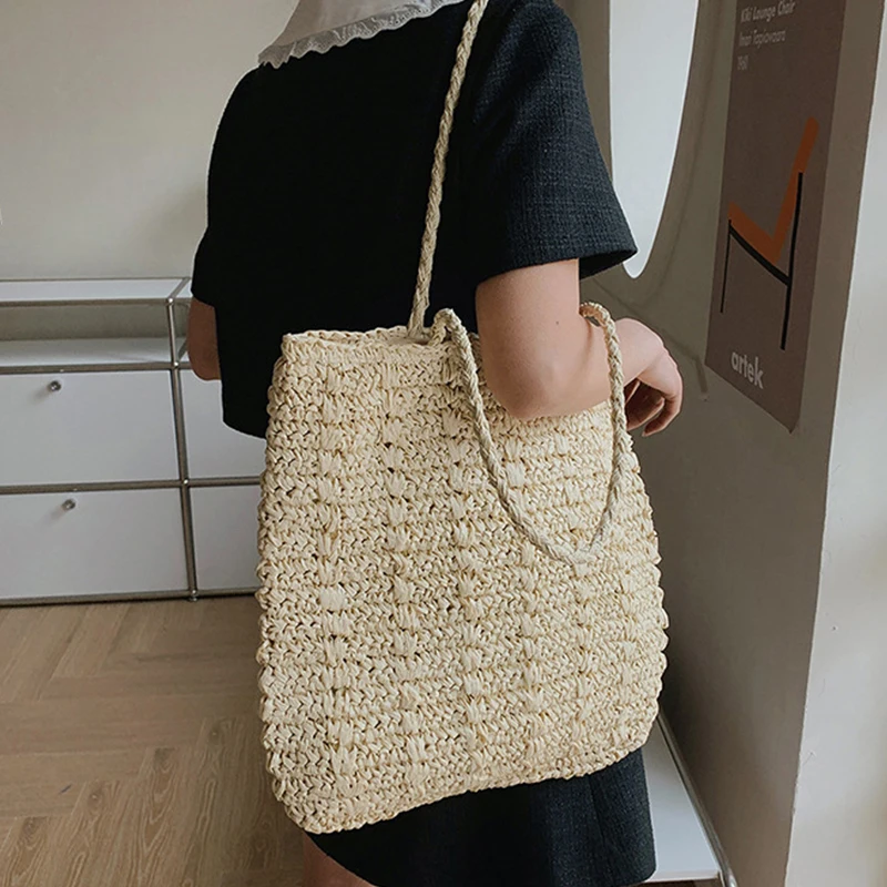 Knitted Rattan Beach Tote - Large Travel Shoulder Bag 3 Sbdccec81a98c4e6aaf093244cde73e7cI