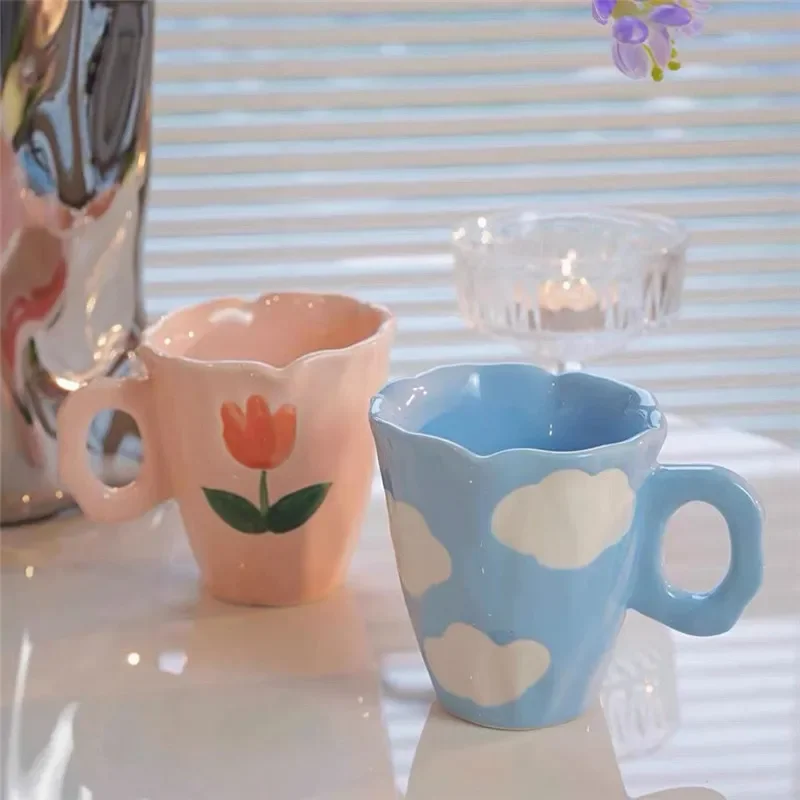 

Ручная роспись, Цветочная чайная чашка, керамическая кружка для дома и офиса, посуда для напитков, чашка для чая, кофе, молока, сока, бутылка для воды, креативный подарок для нее