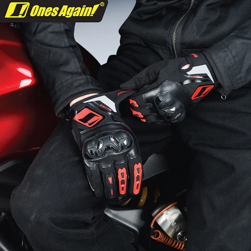 

Ones Again New Design Motorcycle Gloves Breathable Carbon Fiber Protective Gloves Motorcycle Bike Motocross Touchscreen Gloves