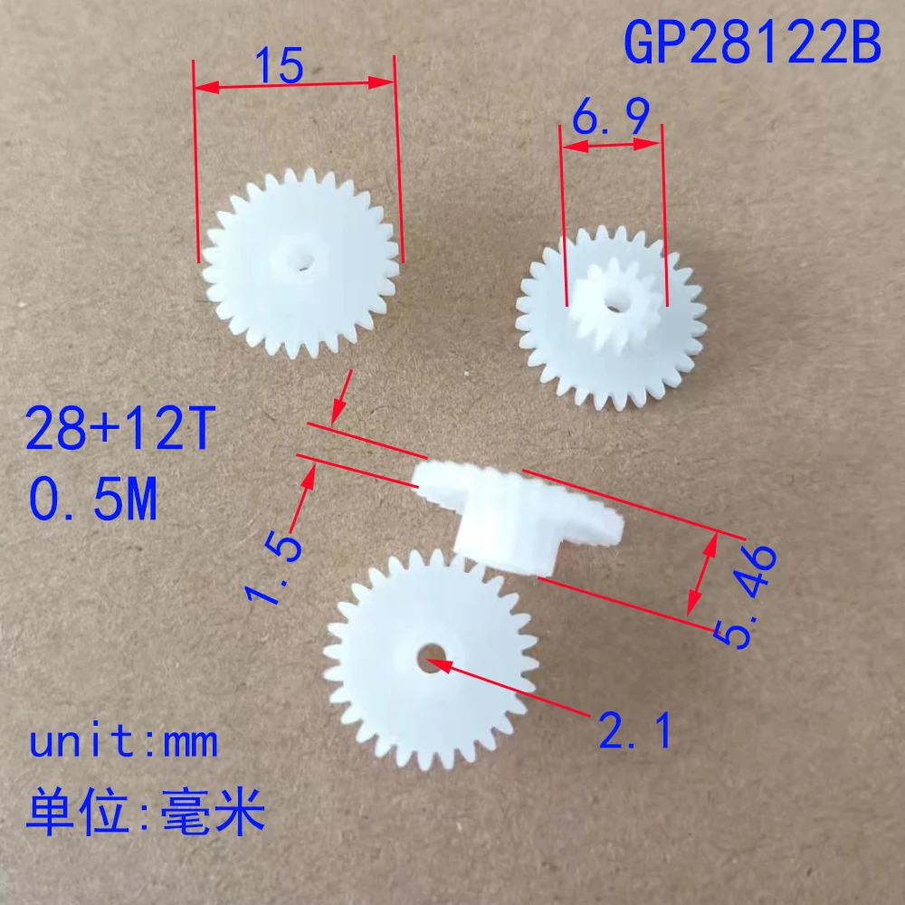 10/100pcs 28+12T hole 2.1mm 0.5M Double plastic gear OD 15+7 for rc car robot diy toy parts model accessories boy toys GP28122B
10/100pcs 28+12T hole 2.1mm 0.5M Double plastic gear OD 15+7 for rc car robot diy toy parts model accessories boy toys GP28122B