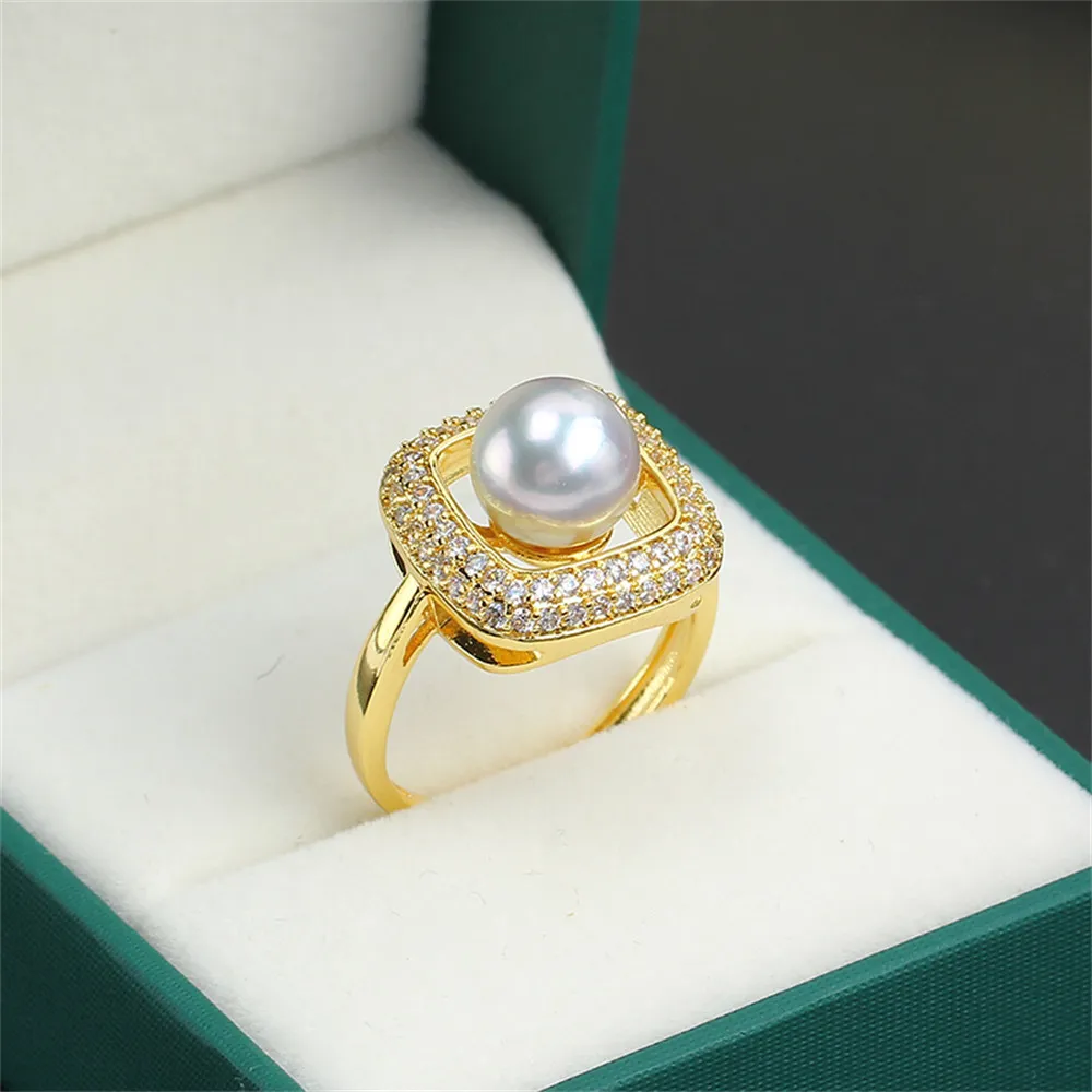14K Gold Injection DIY Ring, Square Micro Set Pearl Opening Ring Accessory, Empty Support Adjustable for Women
14K Gold Injection DIY Ring, Square Micro Set Pearl Opening Ring Accessory, Empty Support Adjustable for Women