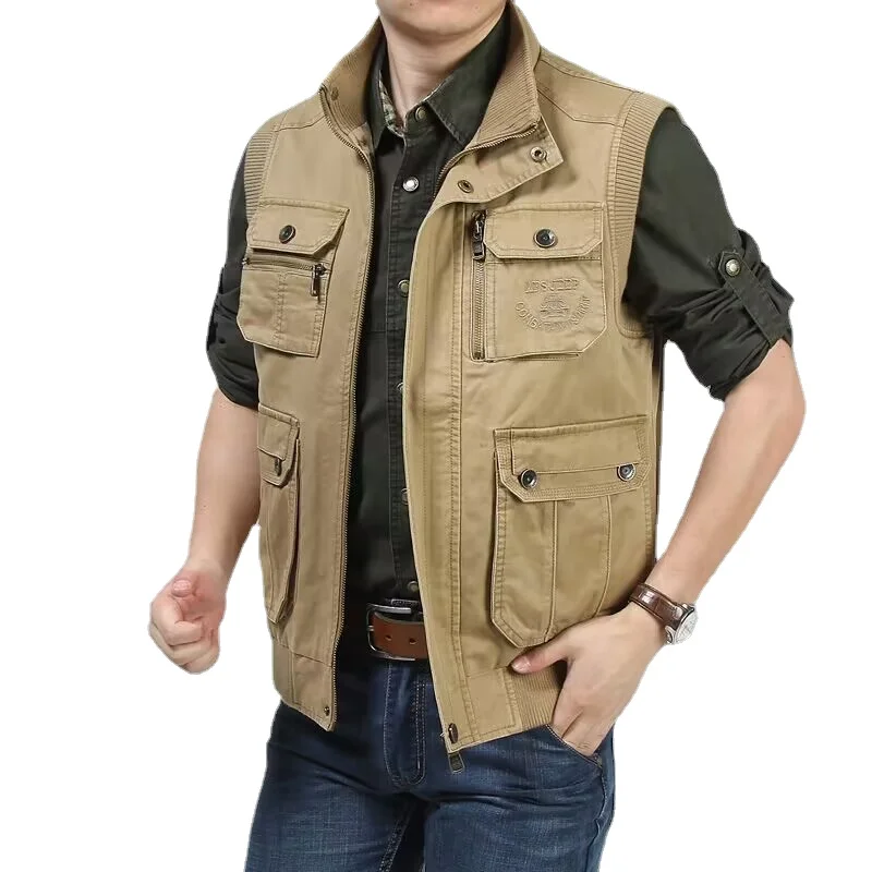 

Padded man Vest 100% Cotton trapstar Cargo Working Jacket Multi Pockets Tactical clothing Male coat tool tactical safety vest