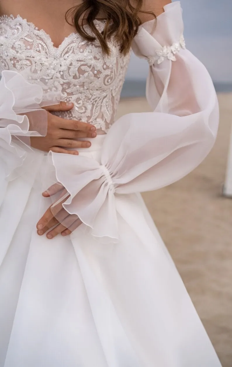 

Wedding Removable Sleeve Detached Organza Floral Bicep Sleeves White Wedding Accessories Puff Sleeve Perspective for Woman 2023