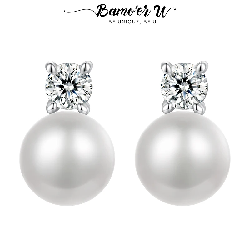 Bamoer U 0.1CT Moissanite Pearl Ear Studs Natural Freshwater Drop Earrings Lab Created Diamond 925 Sterling Silver Jewelry Gift
Bamoer U 0.1CT Moissanite Pearl Ear Studs Natural Freshwater Drop Earrings Lab Created Diamond 925 Sterling Silver Jewelry Gift