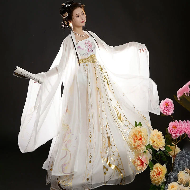 Tang Dynasty White Hanfu Female Loose-sleeved Shirt Embroidered Ancient Costume Daily Fairy Elegant Woman Chinese Dresses
Tang Dynasty White Hanfu Female Loose-sleeved Shirt Embroidered Ancient Costume Daily Fairy Elegant Woman Chinese Dresses
