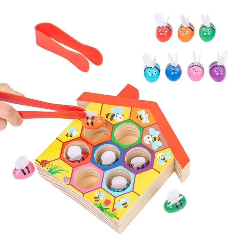 

Настольная игра «пчелиный улей», игрушка Монтессори, деревянная головоломка с сортировкой, цветная головоломка для детей и родителей, Раннее Обучение для дошкольного возраста