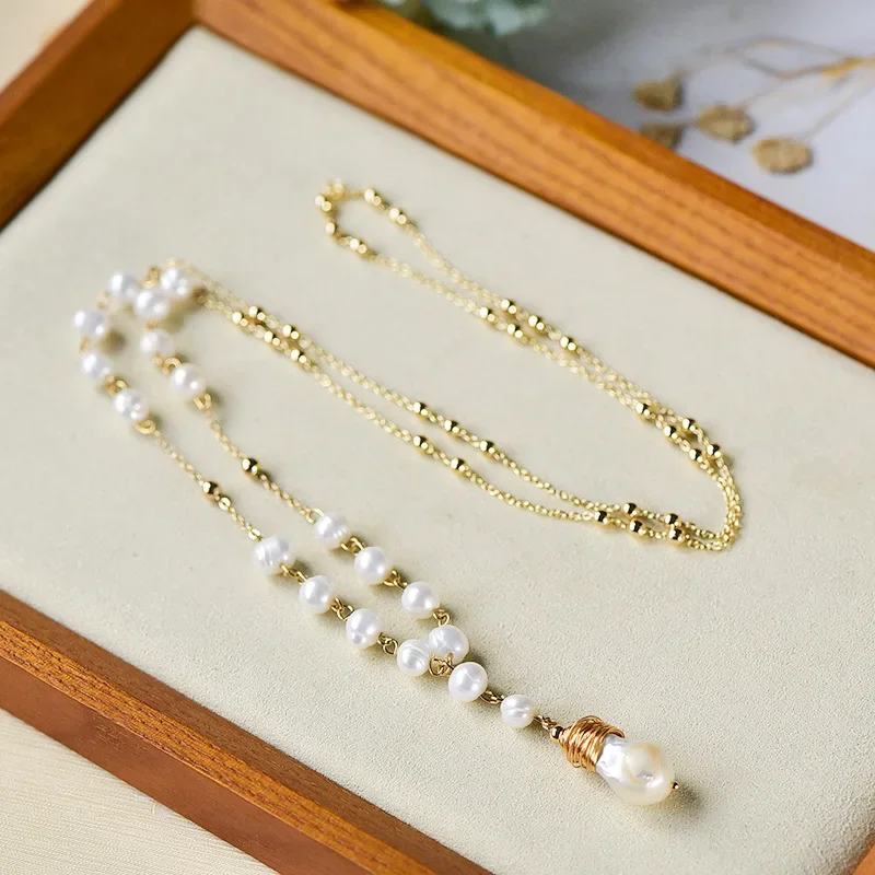 Natural Baroque Pearls Pendant Necklaces Exquisite Sweater Chain Long Necklace Choker Women Ladies Handmade Collar Party Jewelry
Natural Baroque Pearls Pendant Necklaces Exquisite Sweater Chain Long Necklace Choker Women Ladies Handmade Collar Party Jewelry