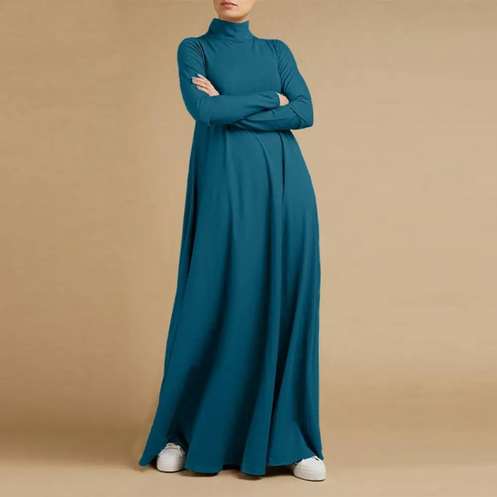 Elegant Long Dress Solid Color High Collar Maxi Dress for Women Long Sleeve A-line Plus Size Casual Pullover with Soft Elastic
Elegant Long Dress Solid Color High Collar Maxi Dress for Women Long Sleeve A-line Plus Size Casual Pullover with Soft Elastic