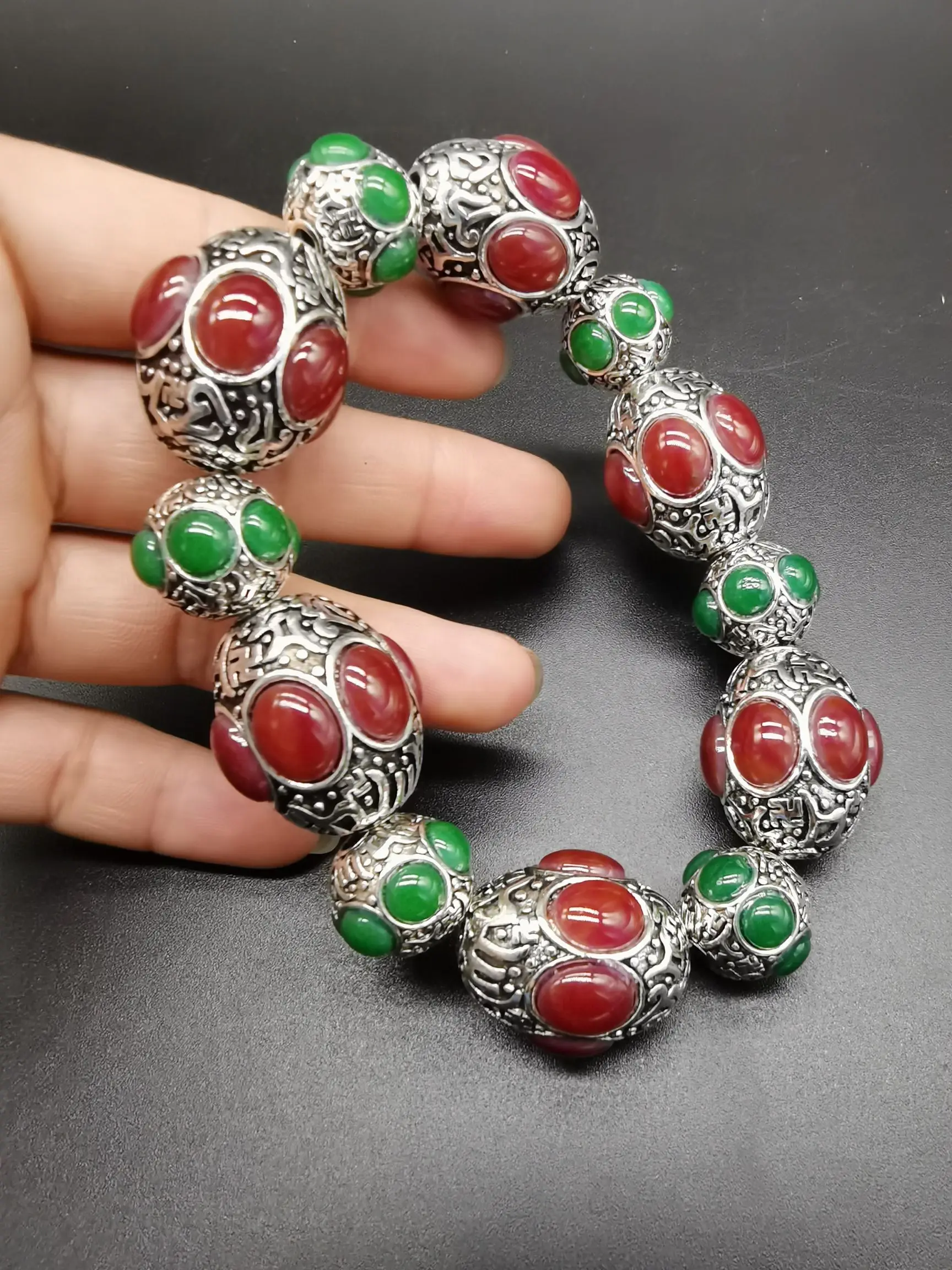 China Elaborate Tibetan Silver Mosaic Gemstone Lucky“Auspicious”Bracelet/Necklace Metal Handicraft Decoration Home Decoration#9
China Elaborate Tibetan Silver Mosaic Gemstone Lucky“Auspicious”Bracelet/Necklace Metal Handicraft Decoration Home Decoration#9