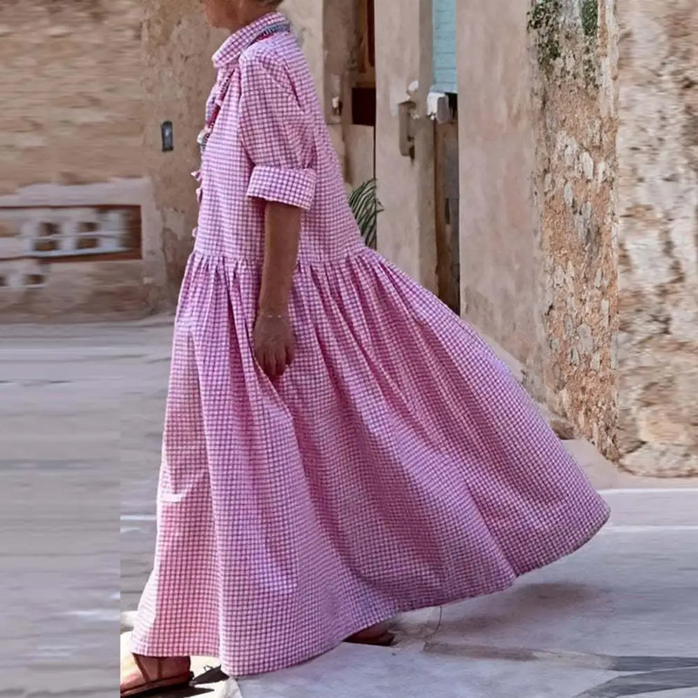 Long-sleeved Dress Plaid Print A-line Maxi Dress Stylish Fall/spring Women's Fashion with Big Hem Long Sleeves Single-breasted
Long-sleeved Dress Plaid Print A-line Maxi Dress Stylish Fall/spring Women's Fashion with Big Hem Long Sleeves Single-breasted