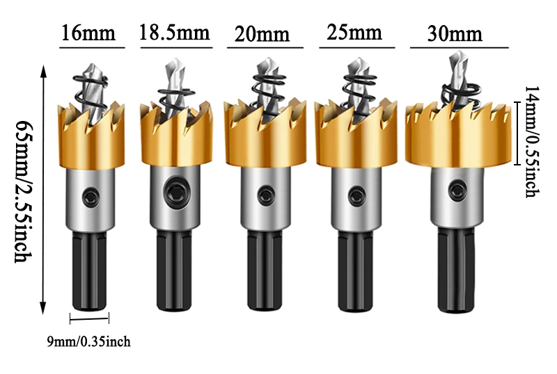 5 pcs drill bit size