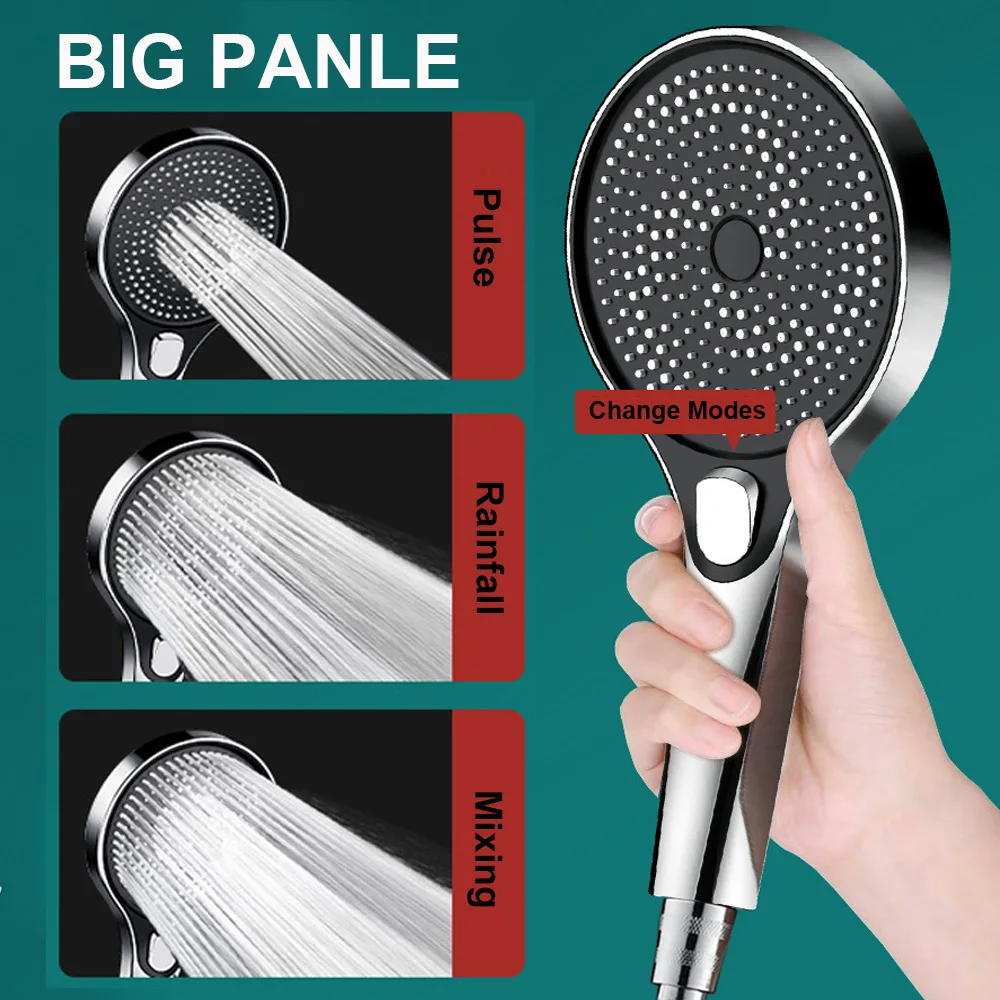 New 3 Modes Big Panel Large Flow Shower Head High Pressure Black Showers Massage Spa Handheld Showerhead Bathroom Accessories
New 3 Modes Big Panel Large Flow Shower Head High Pressure Black Showers Massage Spa Handheld Showerhead Bathroom Accessories