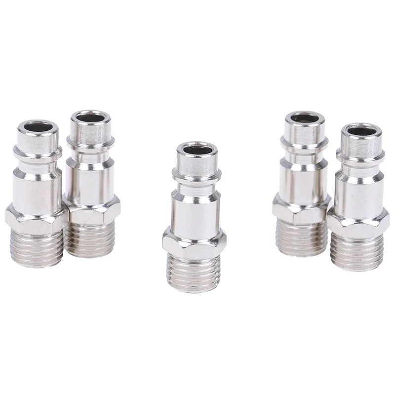 

5pcs Copper Iron Euro Air Line Hose Fitting 1/4" Quick Release Air Compressor Connector 33x11mm