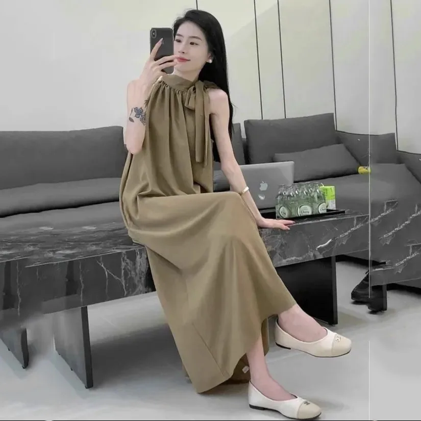 Korea Retro Sleeveless Shoulder Neck Dress Womens Summer New Elegant Loose Chiffon A-Word Dresses Female Shoulder Party Vestidos
Korea Retro Sleeveless Shoulder Neck Dress Womens Summer New Elegant Loose Chiffon A-Word Dresses Female Shoulder Party Vestidos