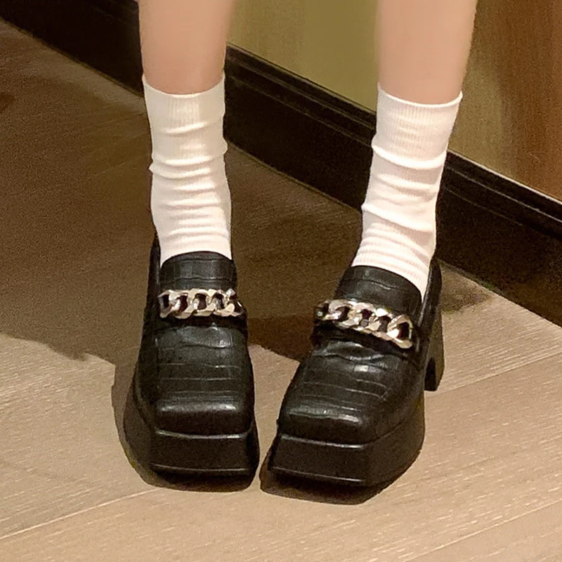 Heihaian Loafer Shoes 2023 Autumn New Korean Version Of Fashion Square Head Single Shoes Metal Chain Thick Soled Shoes Women
Heihaian Loafer Shoes 2023 Autumn New Korean Version Of Fashion Square Head Single Shoes Metal Chain Thick Soled Shoes Women