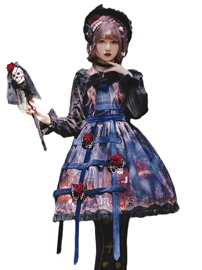 

Steampunk Gothic Lolita Dress Fairytale Chiffon Sleeveless Lolita JSK Dress By Infanta