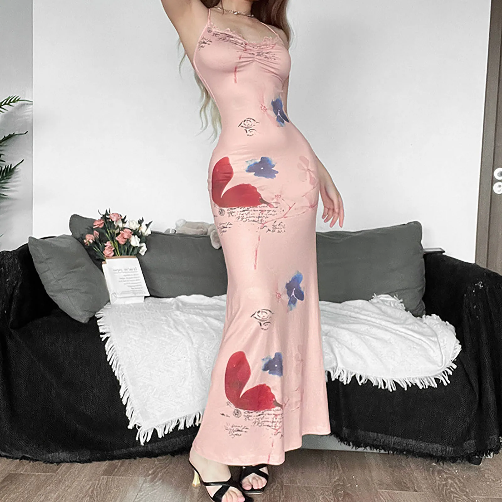 Summer Fashion Women'S Spaghetti Strap Dress Halter Neck Sleeveless Bodycon Dress Female Casual Printed Backless Long Dresses
Summer Fashion Women'S Spaghetti Strap Dress Halter Neck Sleeveless Bodycon Dress Female Casual Printed Backless Long Dresses
