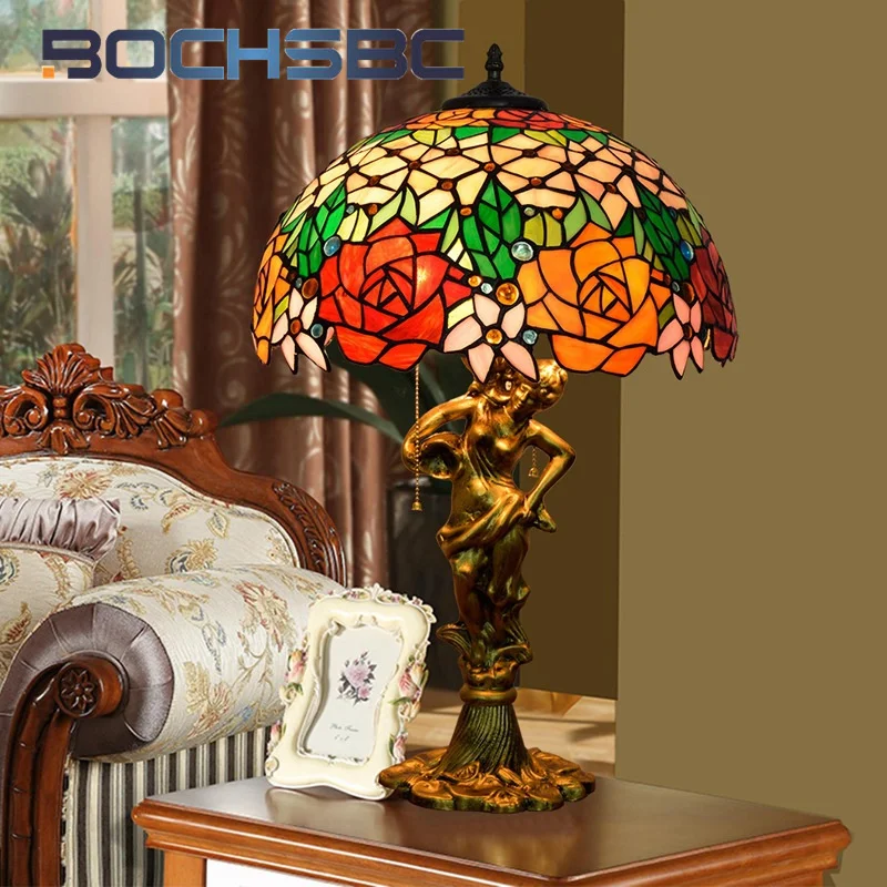 BOCHSBC Tiffany colorful rose style stained glass desk lamp Art Deco living room dining room study bedroom Hotel office lamp
BOCHSBC Tiffany colorful rose style stained glass desk lamp Art Deco living room dining room study bedroom Hotel office lamp