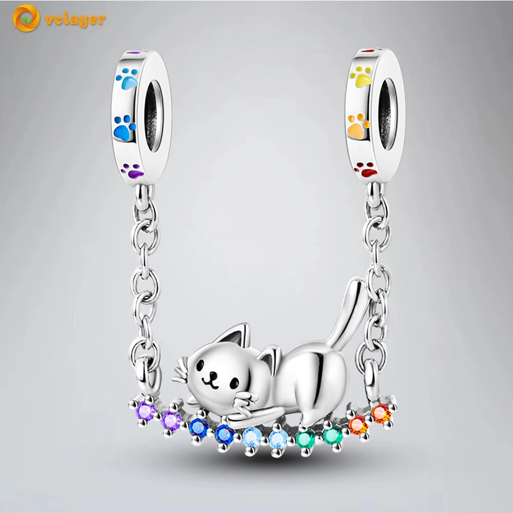 Volayer 925 Sterling Silver Beads Cat Rainbow Swing Dangle Charm fit Original Pandora Bracelets for Women DIY Jewelry
Volayer 925 Sterling Silver Beads Cat Rainbow Swing Dangle Charm fit Original Pandora Bracelets for Women DIY Jewelry