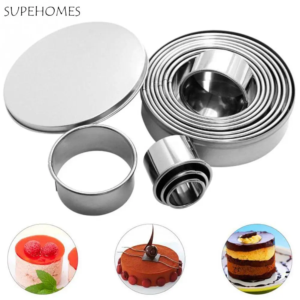 

12pcs/set Round Shape Stainless Steel Bakeware Chocolate Stencils Kitchen Baking Tools Cookie Cutter Fondant Mould Cake Mold