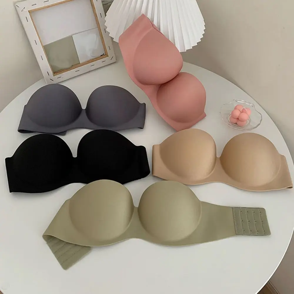 

Ring Half Cup Tube Top Invisible Bra With Extension Belt Sexy Strapless Bra Women Bras Without Straps Bralette Chest Wrap