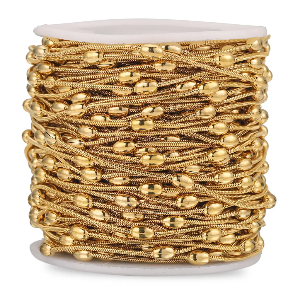 1Meter 1mm Wide Stainless Steel Beaded Ball Snake Gold Chains Bulk Chain for Jewelry Making Supplies Necklace Body Wholesale
1Meter 1mm Wide Stainless Steel Beaded Ball Snake Gold Chains Bulk Chain for Jewelry Making Supplies Necklace Body Wholesale