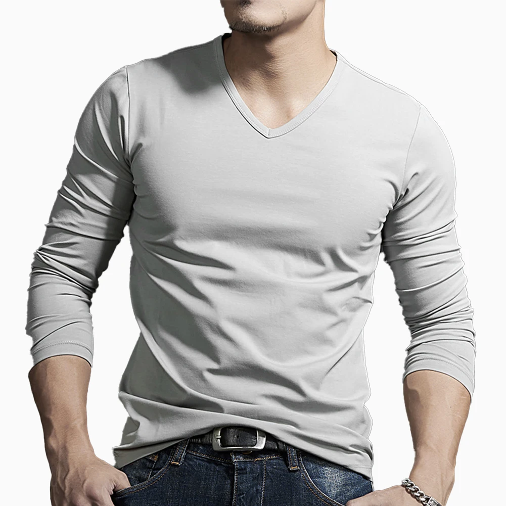 New Men Long Sleeves Muscle V Neck Slim T-Shirt Solid Color Activewear Tops Tee Undershirt T Shirt For Man Clothing
New Men Long Sleeves Muscle V Neck Slim T-Shirt Solid Color Activewear Tops Tee Undershirt T Shirt For Man Clothing