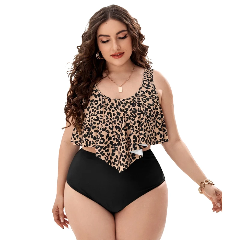 Plus Size Tankini Bikini Woman Leopard Grain Bikini Tankini Black Briefs CoverThe Meat Plus Size Swimdress
Plus Size Tankini Bikini Woman Leopard Grain Bikini Tankini Black Briefs CoverThe Meat Plus Size Swimdress