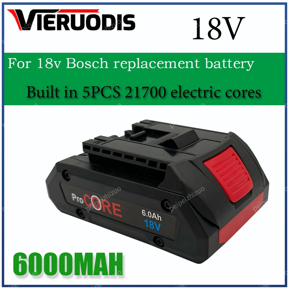 For Bosch 18V 6.0AH ProCORE Replacement Battery for Bosch Professional System Cordless Tools BAT609 BAT618 GBA18V80 21700 Cell
For Bosch 18V 6.0AH ProCORE Replacement Battery for Bosch Professional System Cordless Tools BAT609 BAT618 GBA18V80 21700 Cell