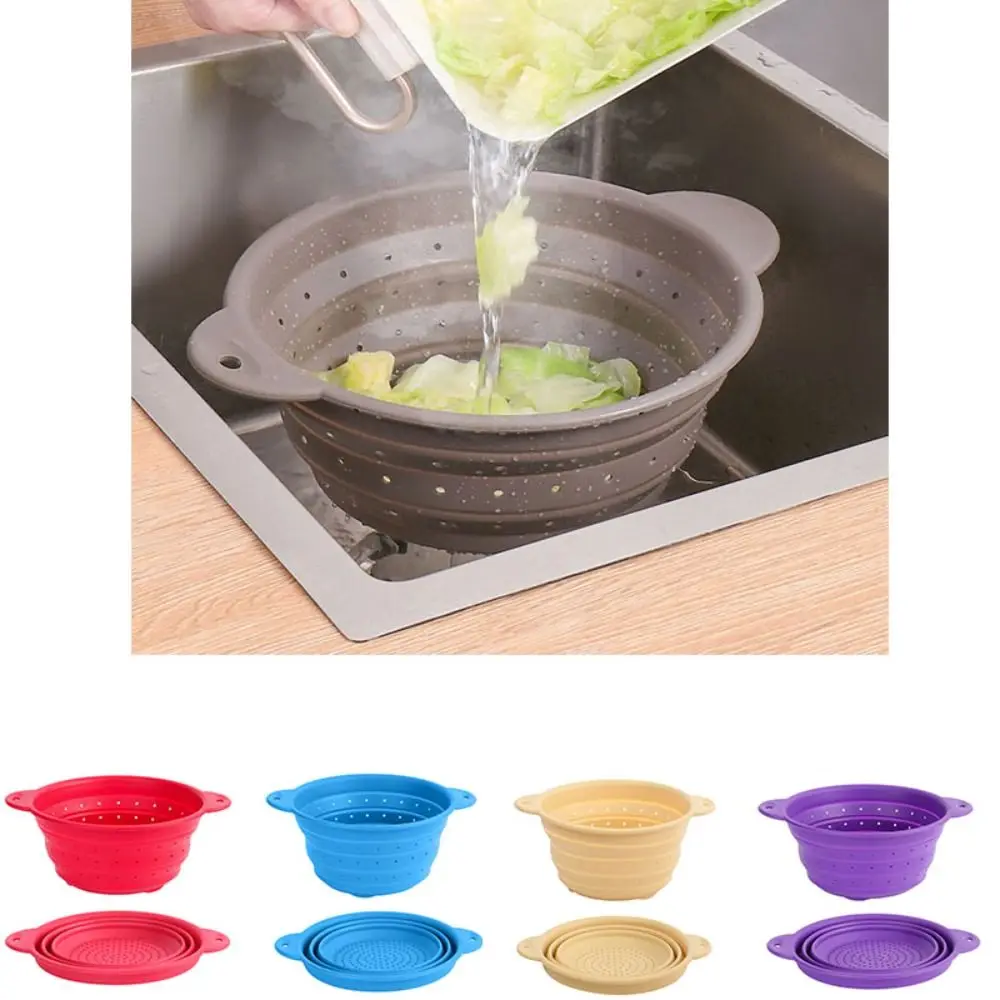High Temperature Resistance Silicone Folding Drain Basket Solid Color Binaural Handle Fruit Vegetable Washing Basket Round
High Temperature Resistance Silicone Folding Drain Basket Solid Color Binaural Handle Fruit Vegetable Washing Basket Round