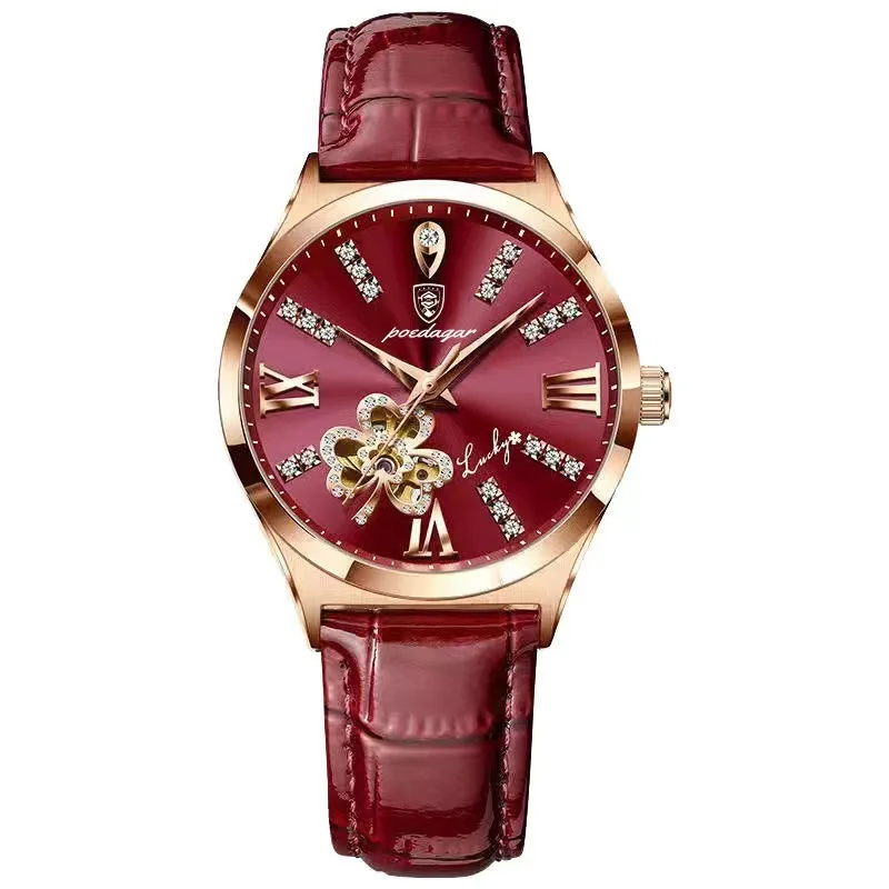 POEDAGAR Popular Waterproof Women's Watch Calendar Quartz Cowhide Watch Lucky Clover Series Blue Synthetic Gem Glass Mirror
POEDAGAR Popular Waterproof Women's Watch Calendar Quartz Cowhide Watch Lucky Clover Series Blue Synthetic Gem Glass Mirror